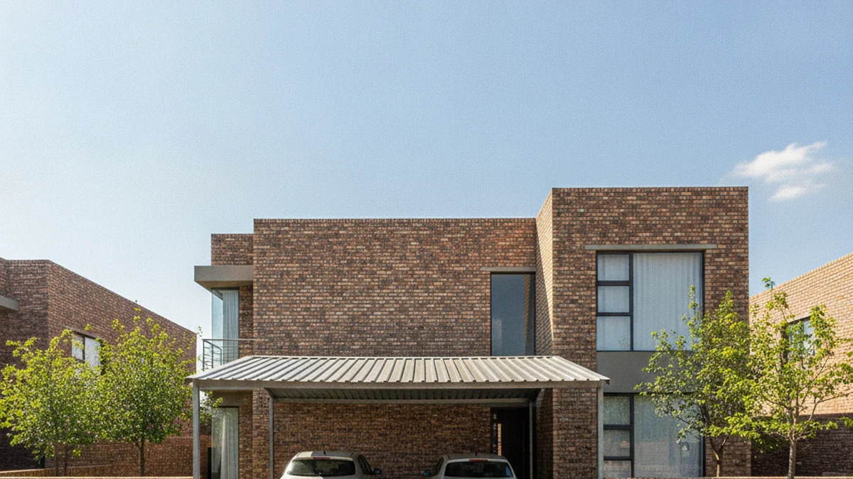 Steel double carport at a modern face-brick home in a Centurion security estate