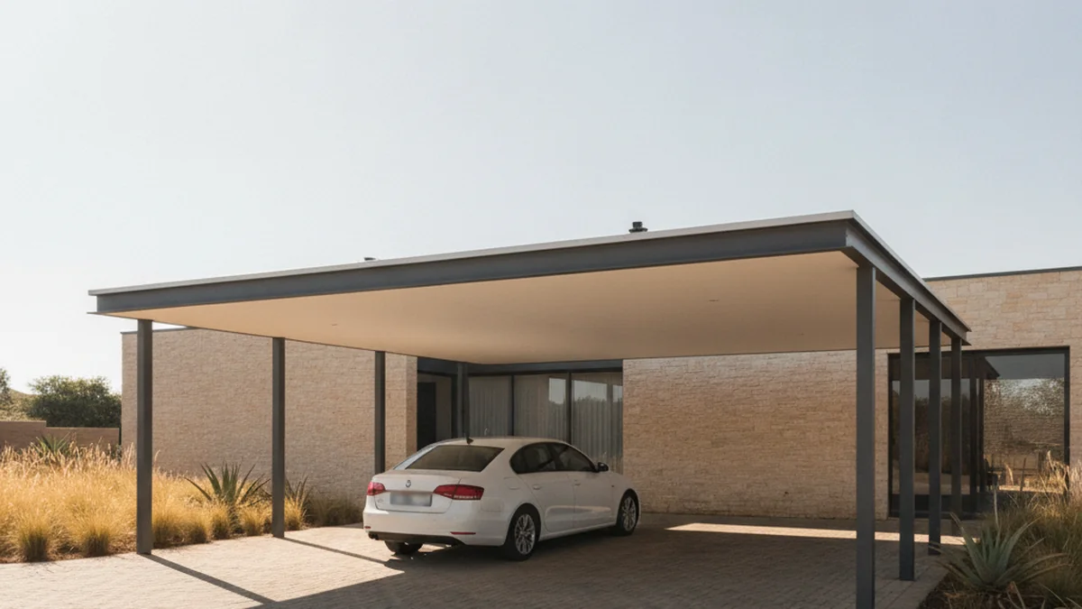 Cantilever carport with no front posts and a clear open front at a modern Centurion estate home
